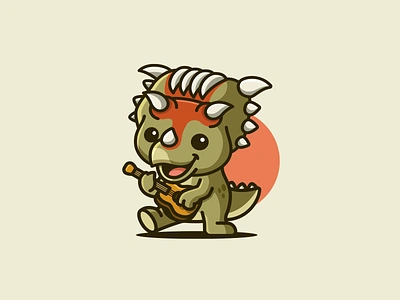 Kosmoceratops Playing Guitar adorable band brand branding character cute dinosaur guitar identity illustrative indie rock jazz blues kosmoceratops logo mascot music richardsoni song songwriter spotify