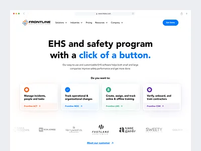 Frontline - Hero Section clean construction ehs gradient hero illustration landing landingpage manufacturing minimal safety website