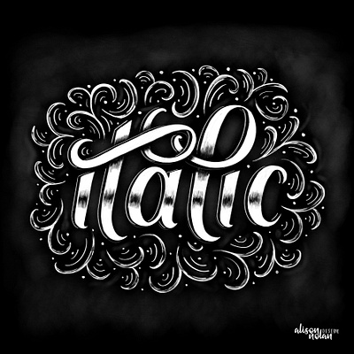 Italic chalk lettering black and white chalk lettering design drawing challenge flourished hand drawn hand lettering illustration italic lettering letters procreate