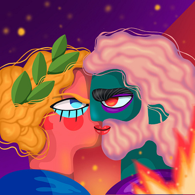 Hades &Persephone graphic design illustration