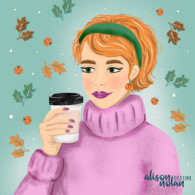 Pumpkin Spice autumn character design design drawing challenge facetober fall hand drawn illustrated illustration procreate pumpkin spice