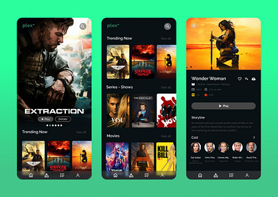 Plex+ Movie Streaming App android device dribbble shot interaction ios mobile ui user experiance user interface ux