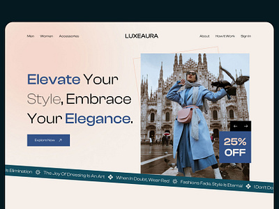 Luxeaura : User Interface Design For Website adobe illustrator colorgul contemporary design elegent fashion figma gradient graphic design landing page luxury modern ui user interface website design