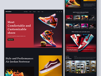 Nike Landing Page concept ai branding design designsystem digitaldesign e commerce graphic design illustration logo nike landing page concept shoes e commerce website shoes store shoes website design ui shopify sneakers ui vector