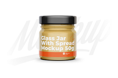 Glass Jar With Spread Mockup 50g design food mock up mockup package packaging psd template vegetables