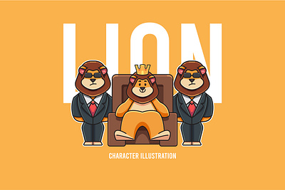 Lion Character Illustration animal character animal illustration cartoon cartoon character character design cute animal cute character illustration lion logo mascot sticker