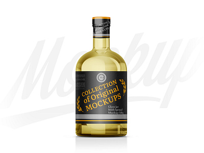 Clear Glass Gin Bottle Mockup 500g 3d branding graphic design logo mock up mockup motion graphics package wooden cap vodka