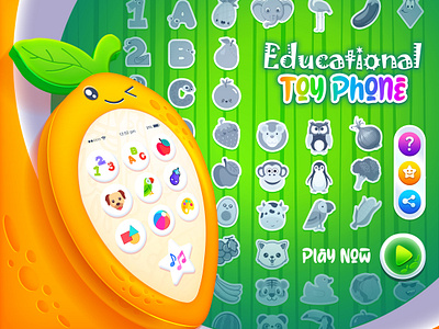 Educational Toy Phone - Game UI/UX Design children design device educational game graphic design kids learning logo mobile online phone toy ui ux vector
