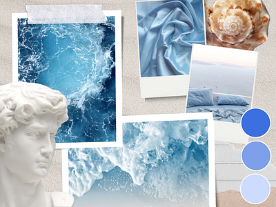 Lightblue Moodboard inspired by the ocean colorpalette colors graphic design illustration lightblue mood moodboard ui