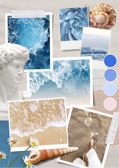 Lightblue Moodboard inspired by the ocean colorpalette colors graphic design illustration lightblue mood moodboard ui