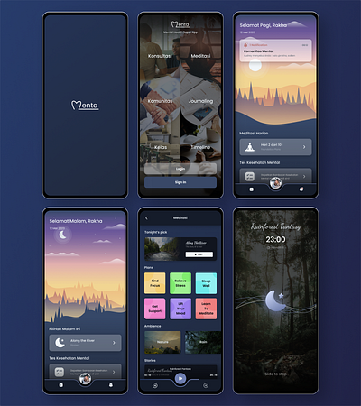 Menta app health meditation mental mentalhealth sleep ui uiux ux