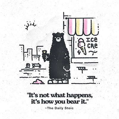 How You Bear It animal bear bears cone cute desert grizzly ice cream illustration procreate stoic stoicism treat
