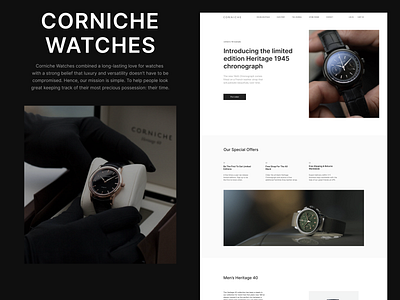 Corniche watches - e-commerc case design design website e comm figma online store redesign ui дизайн интернет магазин онлайн магазин редизайн фигма