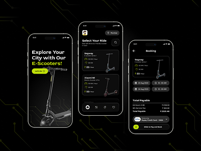 Scoot in Style! 🛴📱 Mobile App Design for Rental eScooter 🚀 app application design design escooter hire mobile app developers mobile app design rental ui ui ux ux