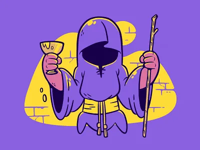 Wandering Monk beer blake stevenson cartoon character design creepy cute design halloween illustration jetpacks and rollerskates logo monk occult retro ui