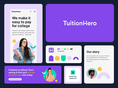 TuitionHero – Visual language 404 brand manual branding design system financial graphic design illustration loans logo shapes students ui visual language web design