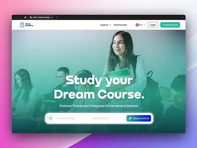 International School Landing Page 3d animation branding design design agency education graphic design international logo motion graphics scholarship school school website studies ui