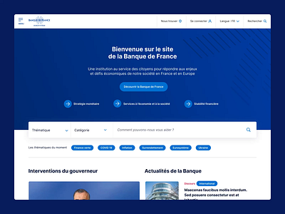 Banque de France - Homepage anima graphic design ui