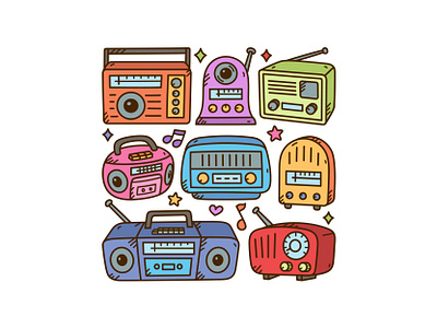 Classic Radio Doodle classicradio cute doodle icon illustration vector