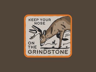Grindstone Buck badge buck deer hunting illustration nature retro traditional vintage