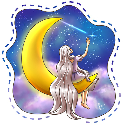 Night Sky graphic design hopes illustration moon night night sky shooting star star