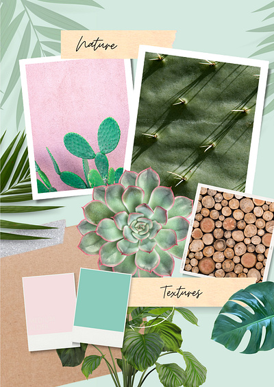 Green moodboard inspired by fat plants color colorpalette design fatplants green greenmoodboard illustration mood moodboard nature ui