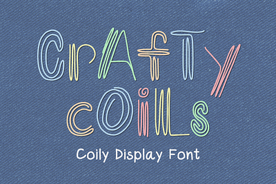Crafty Coils Font art class branding cheerful classroom colorful craft design embroidery fun graphic design illustration letter design logo party rainbow students teachers thread typography yarn