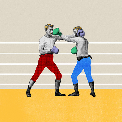 Boxing Collage Illustration boxing collage digital collage sports collage sports illustration yellow art