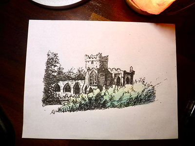 Tintern Abbey, Co. Wexford, Ireland castle drawing fountainpen illustration ink inktober