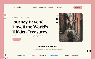 Roamglobe - Travel website branding design product design travel website ux design web design