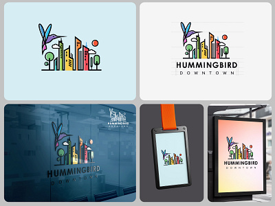 Hummingbird Downtown apparel brand branding city clean clothing colibri design downtown graphic design hummingbird icon illustration logo minimal simple vector