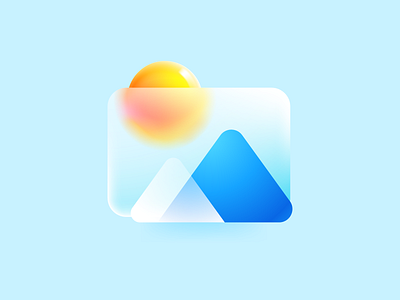 Sun with mountains frosted glass glassmorphism icon illustrator logo mark mountains picture sun sunrise transparent
