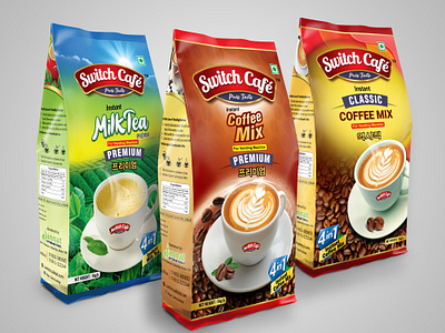 Instant Coffee & Tea Packet Design coffee packet deign graphic design pac packaging design poly packet design pouch design print design