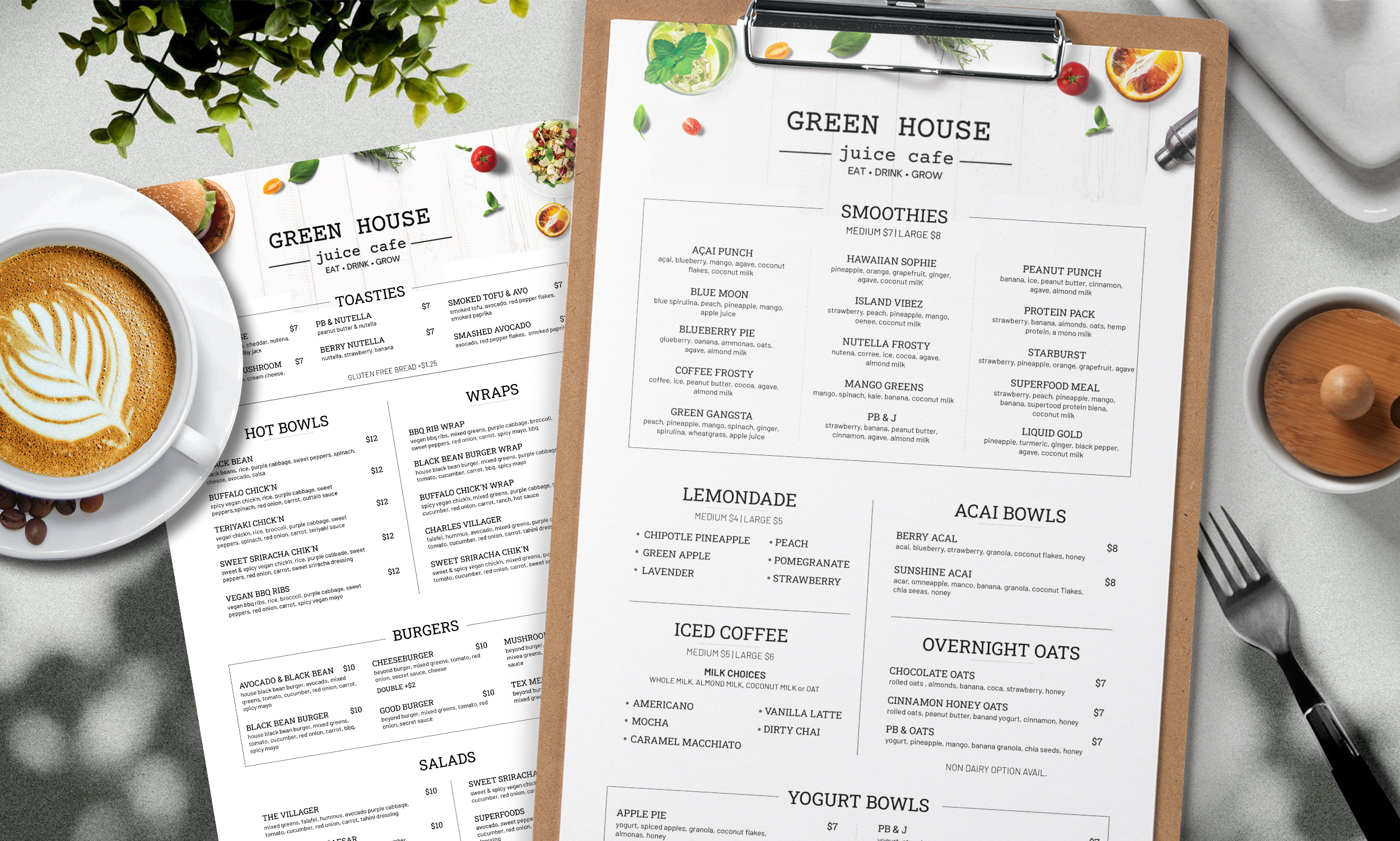Example of Modern Restaurant Menu Design  Service