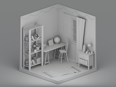 3d Room | Clay Render 3d arnold arnold render cinema cinema4d clay render concept cute design graphic design illustration render