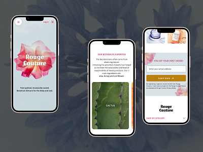 Rouge Couture - Online Store of organic skin care adaptive agency color concept design main page minimal mobile organic skin care trend ui ui design ux