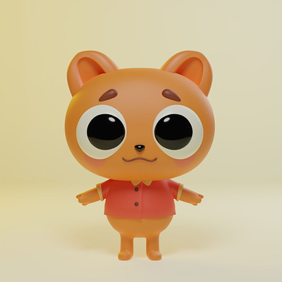 Cute character exercise 3d model bear blender character design cute