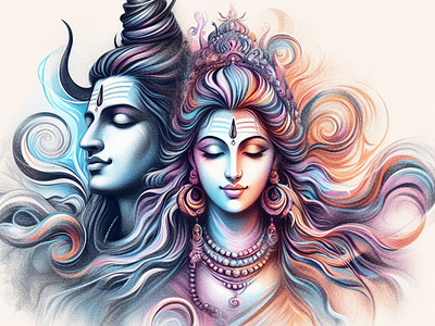Lord Shiva and Parvati | Abstract Pencil Art | tracingflock abstract art ai art artificial intelligence bholenath graphic design illustration lord shiva pencil art shiv shankar tracingflock