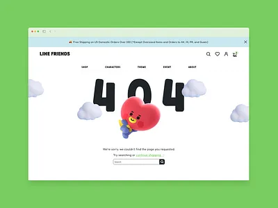 Line Friends 404 Page 404 page 404 page daily ui bt21 bts daily ui daily ui 404 page day 8 design ui ui challenge ui design