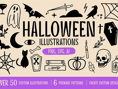 Halloween Fall Illustration Pack fall ghost halloween halloween icon harry potter icon pack illustration inktober october skull spooky
