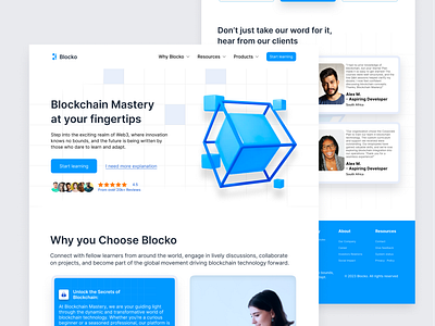 Blockchain Mastery landing page design 3d blockchain branding crypto cryptocurrency design landingpage product design ui uidesign user experience user interface ux web3