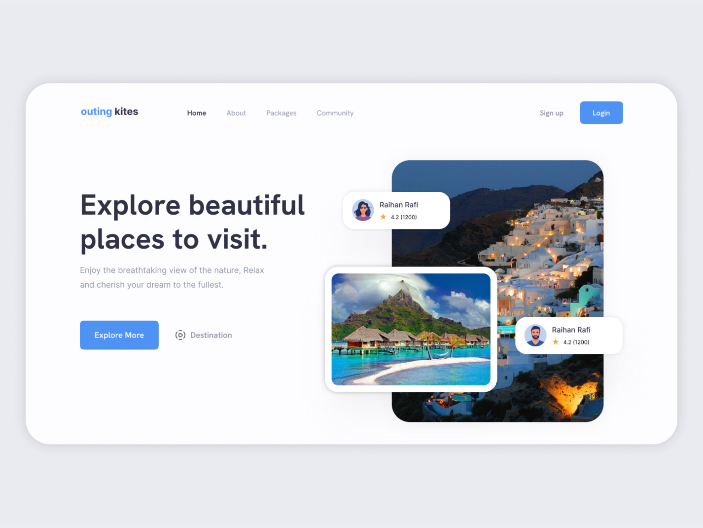 Outing Kites travel agency portfolio website by Wakib Hasan on Dribbble