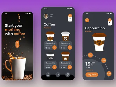 Coffee selling app app design branding coffee app design ecommerce graphic design landing page mcokup minimal design prototyping ui ux web design website design