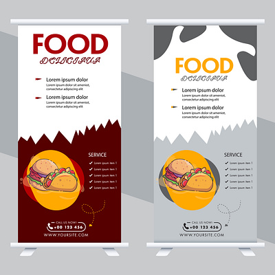 roll up banner design template food 3d animation app branding business card design design graphic design illustration logo monir360 ui