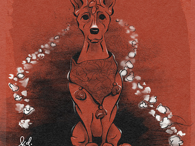 Day 3 - Path | Inktober 2023 book children dia de la muerto dog fall illustration ink inktober kid lit mexican october path procreate texture xoloitzcuintle