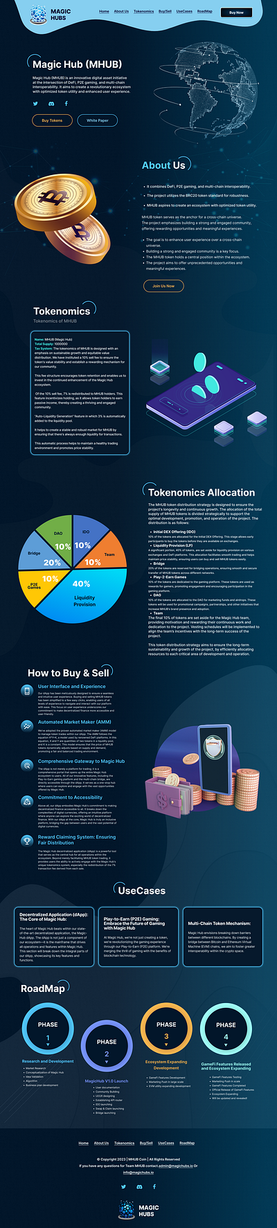 Magic Hubs Project | Cryptocurrency | P2E Gaming | Tokenomics | bitcoin cryptocurrency mobile ui token ui ux website design website landing page website redesign website ui