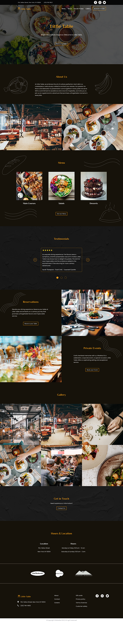 Little Table Restaurant Website figma restaurant ui web design