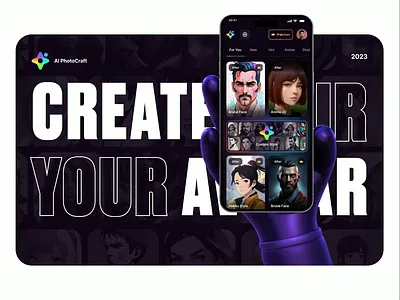 AI PhotoCraft 3d animation branding graphic design logo ui