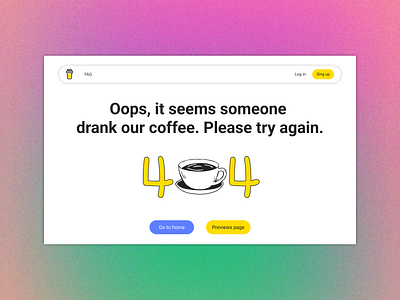#️⃣0️⃣0️⃣8️⃣ 404 Page Design - Buy Me a Coffee buymeacoffee desktop figma prototype ui ux uxuidesigner