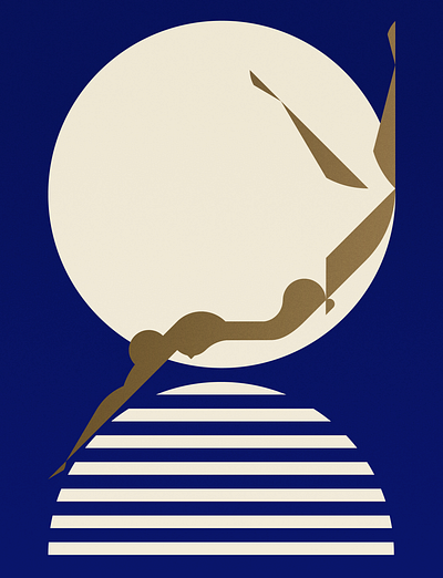 Swimmers dive gold graphic design greece illustration poster sun swimmer swimmers